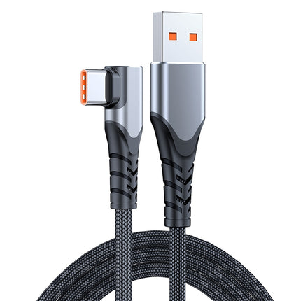 6A 66W USB to USB-C / Type-C Elbow Mobile Phone Game Fast Data Cable, 0.5m, 1m, 2m, 3m