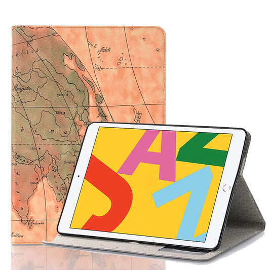 Funda de cuero con tapa horizontal con textura de mapa para iPad 10.2/10.5, con soporte, ranuras para tarjetas y billetera, entrega de textura aleatoria