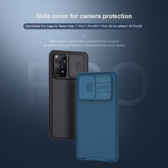 For Xiaomi Redmi Note 11 Pro Global / 11 Pro Global 5G / 11 Pro+ 5G India / 11E Pro 5G NILLKIN Black Mirror Pro Camshield PC Case (Peacock Blue), For Xiaomi Redmi Note 11 Pro Global