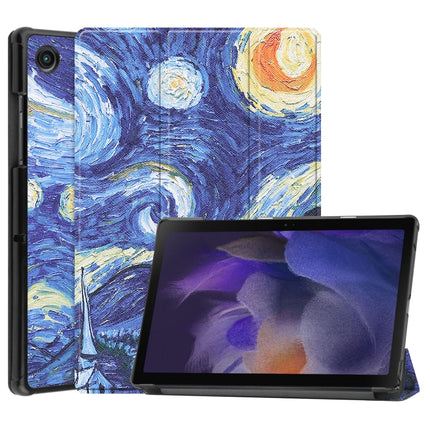 Painted Leather Tablet Case with 3-Fold Holder, For Samsung Galaxy Tab A8 2021