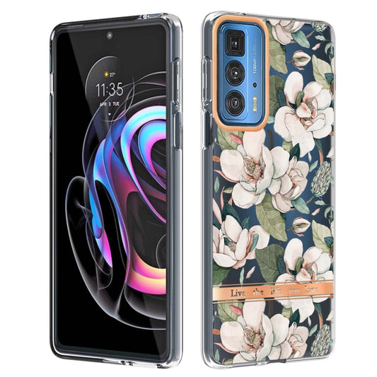 Funda de teléfono IMD TPU con diseño de flores y plantas para Motorola Edge 20 Pro