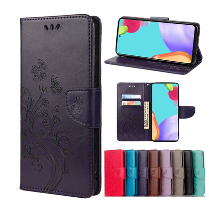 Butterfly Flower Pattern Horizontal Flip Leather Phone Case with Card Slot & Holder, For Samsung Galaxy A33 5G, For Samsung Galaxy A53 5G, For Xiaomi Redmi Note 11 Pro