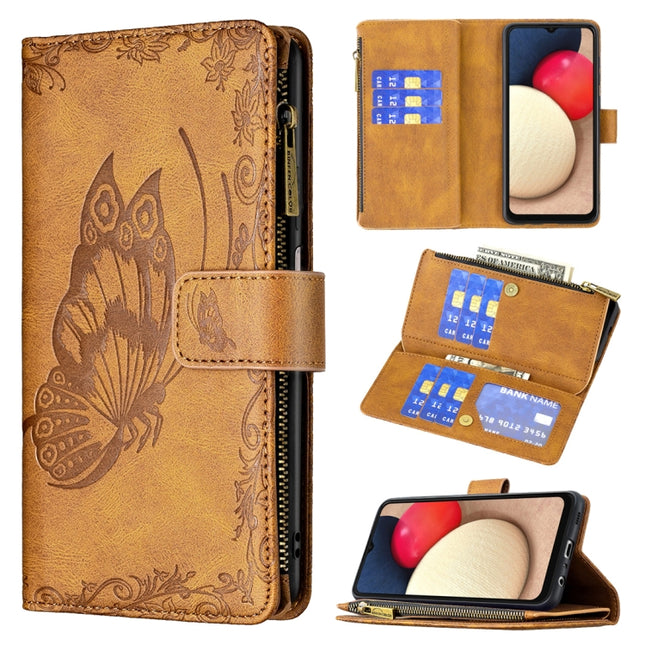 Flying Butterfly Zipper Leather Phone Case, For Samsung Galaxy A03s 166mm