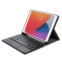 A07B-A Lambskin Texture Square Keycap Bluetooth Keyboard Leather Case with Touch Control For iPad, For iPad 9.7 2018 & 2017 / Pro 9.7 inch / Air 2, For iPad Pro 10.5 inch / 10.2 2021 & 2020 & 2019 / Air 3