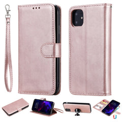 Funda protectora horizontal con tapa de color sólido con soporte, ranuras para tarjetas, billetera, marco de fotos y cordón, para iPhone 6/7/8, para iPhone 6 Plus/7 Plus/8 Plus, para iPhone 11, para iPhone 11 Pro, para iPhone 11 Pro Max