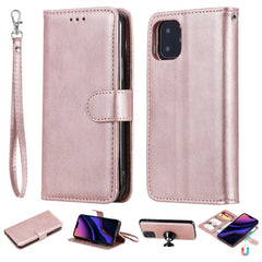 Funda protectora horizontal con tapa de color sólido con soporte, ranuras para tarjetas, billetera, marco de fotos y cordón, para iPhone 6/7/8, para iPhone 6 Plus/7 Plus/8 Plus, para iPhone 11, para iPhone 11 Pro, para iPhone 11 Pro Max