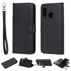 Solid Color Horizontal Flip Protective Case with Holder & Card Slots & Wallet & Photo Frame & Lanyard, For Galaxy A20e, For Galaxy A40, For Galaxy A50 / A30 / A20, For Galaxy A60, For Galaxy A70