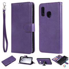 Solid Color Horizontal Flip Protective Case with Holder & Card Slots & Wallet & Photo Frame & Lanyard, For Galaxy A20e, For Galaxy A40, For Galaxy A50 / A30 / A20, For Galaxy A60, For Galaxy A70