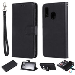 Solid Color Horizontal Flip Protective Case with Holder & Card Slots & Wallet & Photo Frame & Lanyard, For Galaxy A20e, For Galaxy A40, For Galaxy A50 / A30 / A20, For Galaxy A60, For Galaxy A70