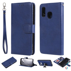 Solid Color Horizontal Flip Protective Case with Holder & Card Slots & Wallet & Photo Frame & Lanyard, For Galaxy A20e, For Galaxy A40, For Galaxy A50 / A30 / A20, For Galaxy A60, For Galaxy A70