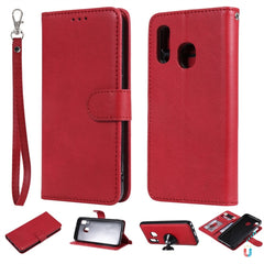 Solid Color Horizontal Flip Protective Case with Holder & Card Slots & Wallet & Photo Frame & Lanyard, For Galaxy A20e, For Galaxy A40, For Galaxy A50 / A30 / A20, For Galaxy A60, For Galaxy A70