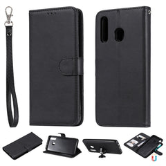 Solid Color Horizontal Flip Protective Case with Holder & Card Slots & Wallet & Photo Frame & Lanyard, For Galaxy A20e, For Galaxy A40, For Galaxy A50 / A30 / A20, For Galaxy A60, For Galaxy A70