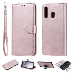 Solid Color Horizontal Flip Protective Case with Holder & Card Slots & Wallet & Photo Frame & Lanyard, For Galaxy A20e, For Galaxy A40, For Galaxy A50 / A30 / A20, For Galaxy A60, For Galaxy A70