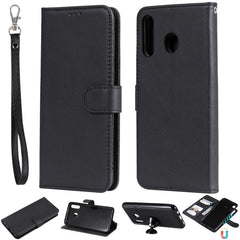 Solid Color Horizontal Flip Protective Case with Holder & Card Slots & Wallet & Photo Frame & Lanyard, For Galaxy M10, For Galaxy M20, For Galaxy M30, For Galaxy Note 10+, For Galaxy Note 10