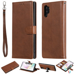 Solid Color Horizontal Flip Protective Case with Holder & Card Slots & Wallet & Photo Frame & Lanyard, For Galaxy M10, For Galaxy M20, For Galaxy M30, For Galaxy Note 10+, For Galaxy Note 10