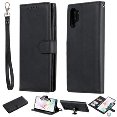 Solid Color Horizontal Flip Protective Case with Holder & Card Slots & Wallet & Photo Frame & Lanyard, For Galaxy M10, For Galaxy M20, For Galaxy M30, For Galaxy Note 10+, For Galaxy Note 10