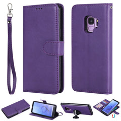 Einfarbige horizontale Flip-Schutzhülle mit Halterung &amp; Kartenfächern &amp; Geldbörse &amp; Bilderrahmen &amp; Trageband, für Galaxy S8, für Galaxy S8+, für Galaxy S9, für Galaxy S9+, für Galaxy S10 5G