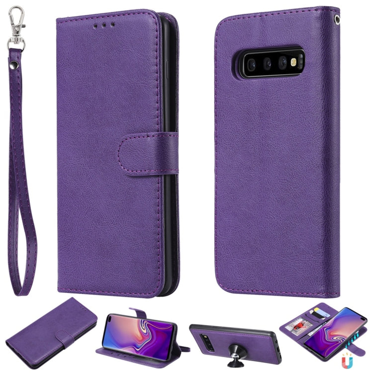 Einfarbige horizontale Flip-Schutzhülle mit Halterung &amp; Kartenfächern &amp; Geldbörse &amp; Bilderrahmen &amp; Trageband, für Galaxy S8, für Galaxy S8+, für Galaxy S9, für Galaxy S9+, für Galaxy S10 5G