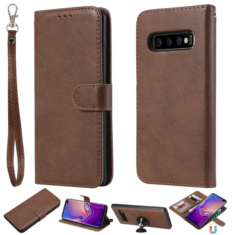Einfarbige horizontale Flip-Schutzhülle mit Halterung &amp; Kartenfächern &amp; Geldbörse &amp; Bilderrahmen &amp; Trageband, für Galaxy S8, für Galaxy S8+, für Galaxy S9, für Galaxy S9+, für Galaxy S10 5G