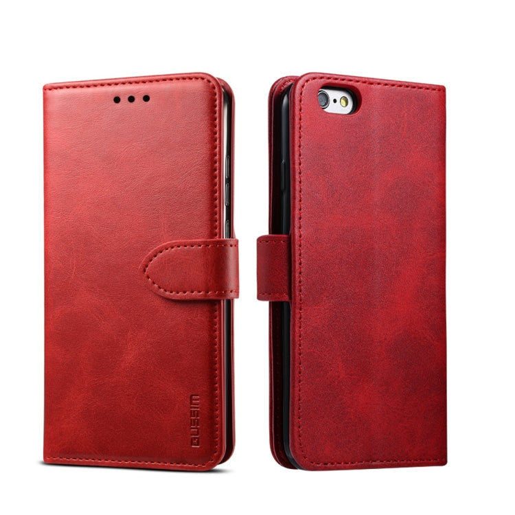 GUSSIM Magnetische horizontale Klapphülle aus Leder mit Halterung &amp; Kartenfächern &amp; Geldbörse, für iPhone 6, für iPhone 6 Plus, für iPhone 8 Plus / 7 Plus, für iPhone 8 / 7, für iPhone XS Max, für iPhone X / XS