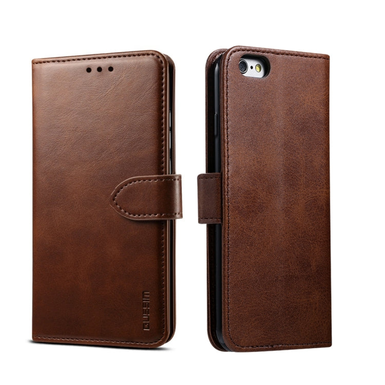 GUSSIM Magnetische horizontale Klapphülle aus Leder mit Halterung &amp; Kartenfächern &amp; Geldbörse, für iPhone 6, für iPhone 6 Plus, für iPhone 8 Plus / 7 Plus, für iPhone 8 / 7, für iPhone XS Max, für iPhone X / XS
