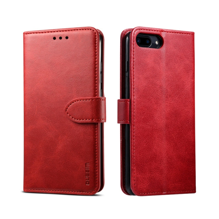 GUSSIM Magnetische horizontale Klapphülle aus Leder mit Halterung &amp; Kartenfächern &amp; Geldbörse, für iPhone 6, für iPhone 6 Plus, für iPhone 8 Plus / 7 Plus, für iPhone 8 / 7, für iPhone XS Max, für iPhone X / XS