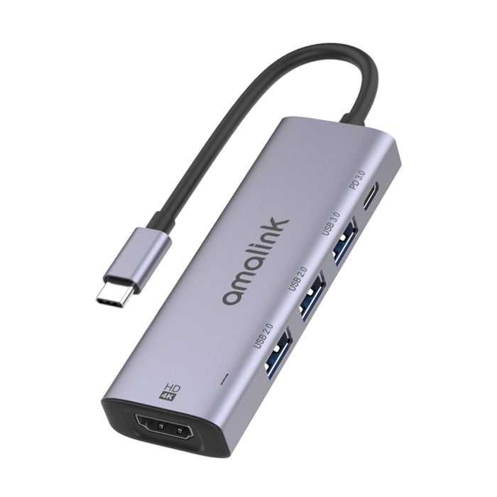amalink 95123D Type-C / USB-C to HDMI + 3 Ports USB + PD 3.0 Multi-function HUB, 95123D