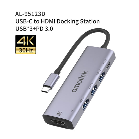 amalink 95123D Type-C / USB-C to HDMI + 3 Ports USB + PD 3.0 Multi-function HUB, 95123D