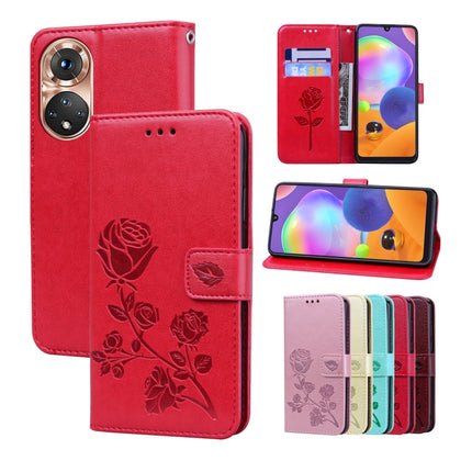 Rose Embossed Leather Phone Case, For Honor 50 Lite, For Honor 50, For Xiaomi 11T, For Xiaomi Redmi Note 11T 5G / Poco M4 Pro 5G