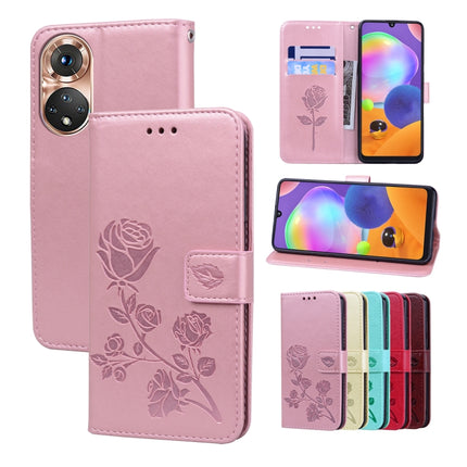 Rose Embossed Leather Phone Case, For Honor 50 Lite, For Honor 50, For Xiaomi 11T, For Xiaomi Redmi Note 11T 5G / Poco M4 Pro 5G