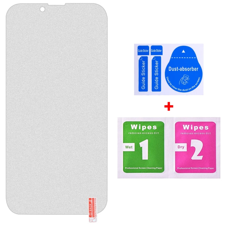 For iPhone 16e / 13 / 13 Pro 50pcs Transparent Frosted Full Screen Tempered Glass Film