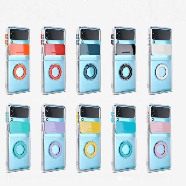 Sliding Camera Design TPU Phone Case with Ring Holder, For Samsung Galaxy Z Flip3 5G