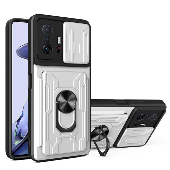 Camera Cover Phone Case with Card Slot & Holder, For Xiaomi 11T, For Xiaomi Redmi Note 10 Pro, For Xiaomi Redmi 10