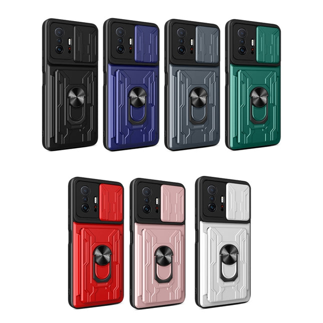 Camera Cover Phone Case with Card Slot & Holder, For Xiaomi 11T, For Xiaomi Redmi Note 10 Pro, For Xiaomi Redmi 10