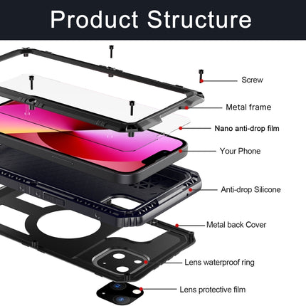 Funda de teléfono a prueba de golpes, impermeable, a prueba de polvo, de metal y silicona con protector de pantalla, para iPhone 13, para iPhone 13 Pro, para iPhone 13 Pro Max
