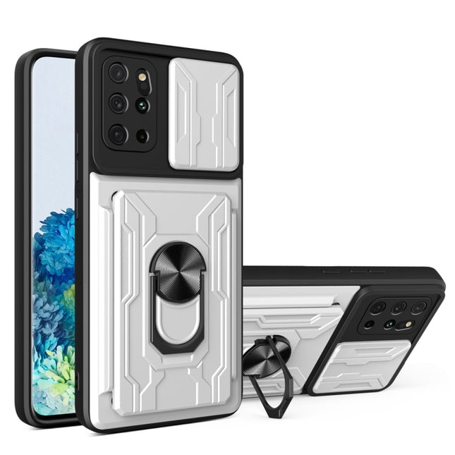Camera Cover Phone Case with Card Slot & Holder, For Samsung Galaxy S20+, For Samsung Galaxy S21 Ultra 5G, For Samsung Galaxy A02s EU Version