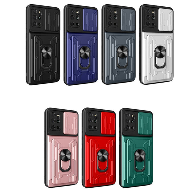 Camera Cover Phone Case with Card Slot & Holder, For Samsung Galaxy S20+, For Samsung Galaxy S21 Ultra 5G, For Samsung Galaxy A02s EU Version