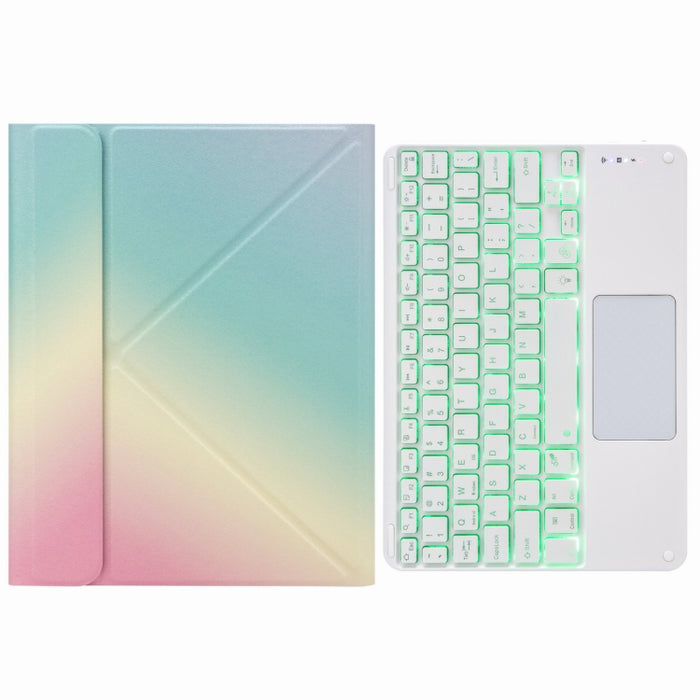 H-102CS Touch Backlight Bluetooth Keyboard Leather Case with Rear Three-fold Holder, For iPad 10.2 2020 & 2019 / Pro 10.5 inch
