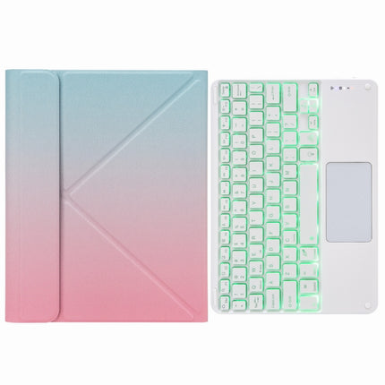 H-097CS Touch Backlight Bluetooth Keyboard Leather Case with Rear Three-fold Holder, For iPad 9.7 2018 & 2017, For iPad Pro 11 inch 2021 & 2020 & 2018 / Air 2020 10.9