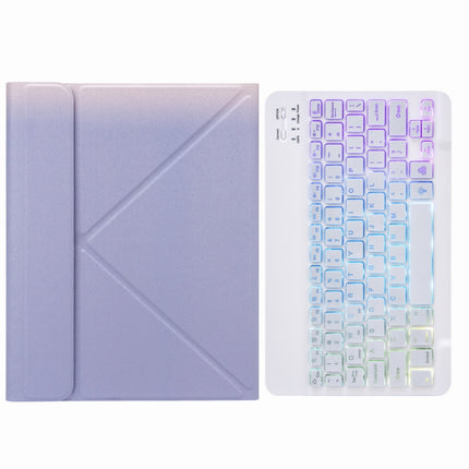 H-102S3 Tri-color Backlight Bluetooth Keyboard Leather Case with Rear Three-fold Holder, For iPad 10.2 2020 & 2019 / Pro 10.5 inch, For iPad 9.7 2018 & 2017, For iPad Pro 11 inch 2021 & 2020 & 2018 / Air 2020 10.9