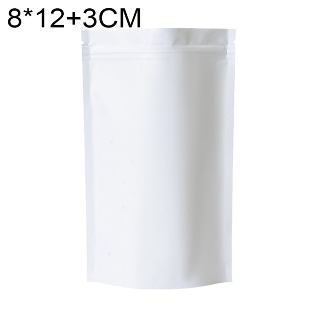 100 PCS/Set Matte Aluminum Foil Snack Stand-up Pouch, 8x12+3cm, 9x13+3cm