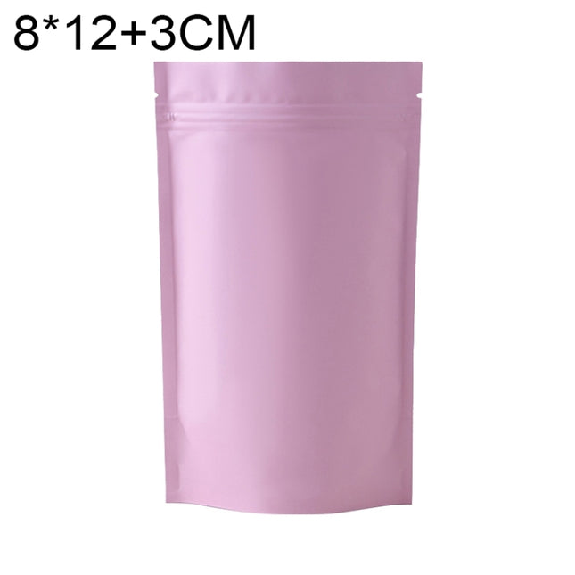 100 PCS/Set Matte Aluminum Foil Snack Stand-up Pouch, 8x12+3cm, 9x13+3cm