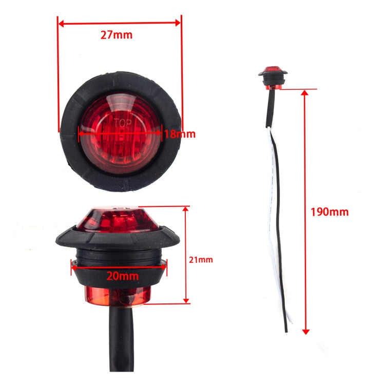 10 in 1 Truck Trailer LED Round Side Marker Lamp, A5010 Red Light, A5011 Amber Light, A5012 White Light, A5013 Red + Amber Light