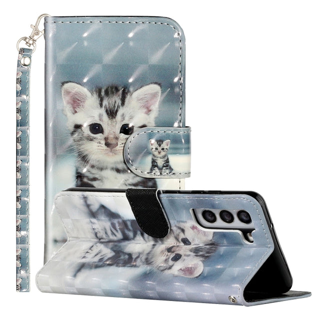 3D Pattern Horizontal Flip PU Leather Phone Case, For Samsung Galaxy S22 5G, For Samsung Galaxy S22+ 5G