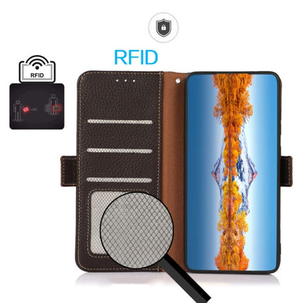 KHAZNEH Side-Magnetic Litchi Genuine Leather RFID Phone Case, For Xiaomi Mi 11 Lite 5G / Mi 11 Lite, For Xiaomi Mi 11, For Xiaomi Mi 11T / Mi 11T Pro, For Xiaomi Redmi Note 10 5G, For Xiaomi Redmi Note 10 Pro, For Xiaomi Redmi K40 Pro / Poco F3