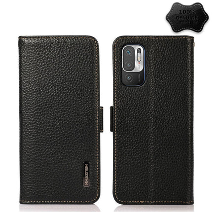 KHAZNEH Side-Magnetic Litchi Genuine Leather RFID Phone Case, For Xiaomi Mi 11 Lite 5G / Mi 11 Lite, For Xiaomi Mi 11, For Xiaomi Mi 11T / Mi 11T Pro, For Xiaomi Redmi Note 10 5G, For Xiaomi Redmi Note 10 Pro, For Xiaomi Redmi K40 Pro / Poco F3