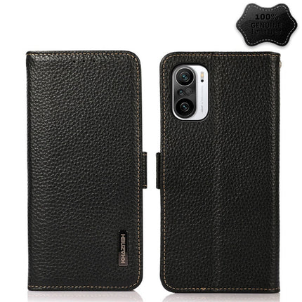 KHAZNEH Side-Magnetic Litchi Genuine Leather RFID Phone Case, For Xiaomi Mi 11 Lite 5G / Mi 11 Lite, For Xiaomi Mi 11, For Xiaomi Mi 11T / Mi 11T Pro, For Xiaomi Redmi Note 10 5G, For Xiaomi Redmi Note 10 Pro, For Xiaomi Redmi K40 Pro / Poco F3