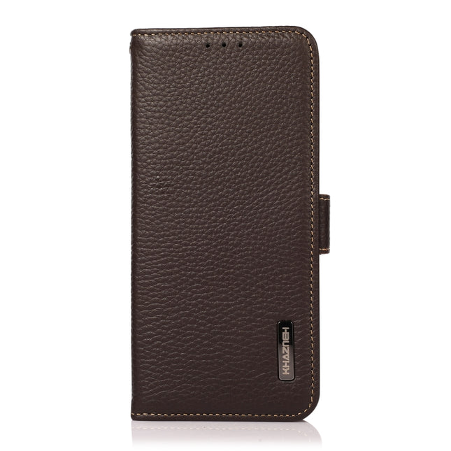 KHAZNEH Side-Magnetic Litchi Genuine Leather RFID Phone Case, For Xiaomi Redmi Note 8 2021, For Xiaomi Redmi Note 10 4G, For Xiaomi Redmi Note 10 JP Version, For Xiaomi Redmi Note 11, For Xiaomi Redmi Note 11 Pro, For Xiaomi Civi 5G