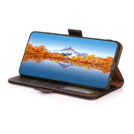 KHAZNEH Side-Magnetic Litchi Genuine Leather RFID Phone Case, For Xiaomi Redmi Note 8 2021, For Xiaomi Redmi Note 10 4G, For Xiaomi Redmi Note 10 JP Version, For Xiaomi Redmi Note 11, For Xiaomi Redmi Note 11 Pro, For Xiaomi Civi 5G