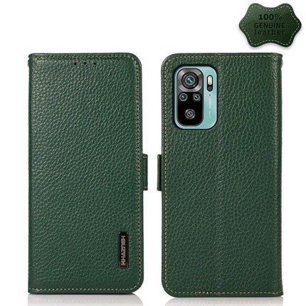KHAZNEH Side-Magnetic Litchi Genuine Leather RFID Phone Case, For Xiaomi Redmi Note 8 2021, For Xiaomi Redmi Note 10 4G, For Xiaomi Redmi Note 10 JP Version, For Xiaomi Redmi Note 11, For Xiaomi Redmi Note 11 Pro, For Xiaomi Civi 5G